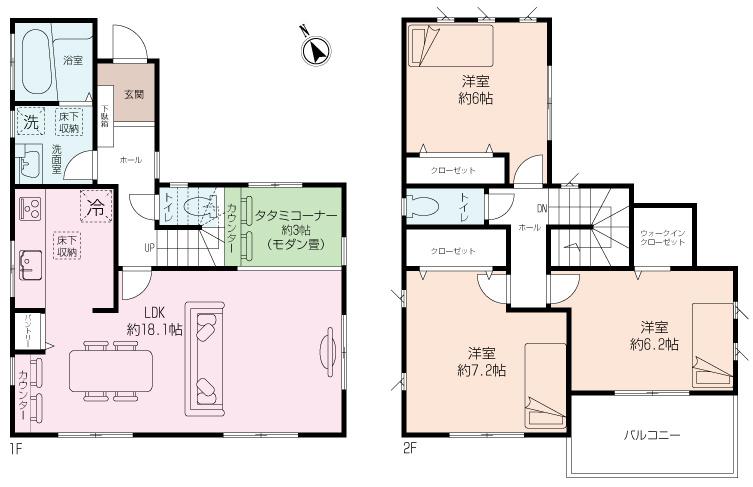 Floor plan. 28.8 million yen, 3LDK, Land area 163.25 sq m , Is a figure taken between the building area 95.85 sq m