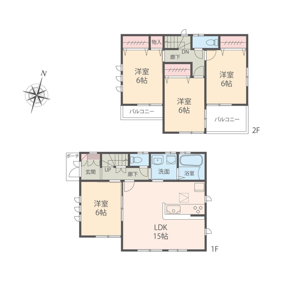 Floor plan. 30,900,000 yen, 4LDK, Land area 130.55 sq m , Building area 89.91 sq m living 15 Pledge, Zenshitsuminami direction!