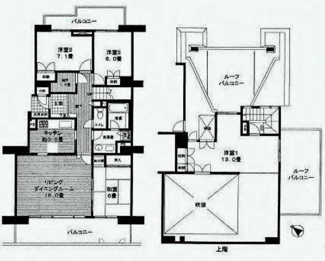 Floor plan. 4LDK, Price 29,800,000 yen, Footprint 123.83 sq m , Balcony area 62.78 sq m
