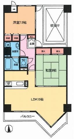 Floor plan. 2LDK, Price 21,800,000 yen, Occupied area 85.19 sq m , Balcony area 27.41 sq m floor plan