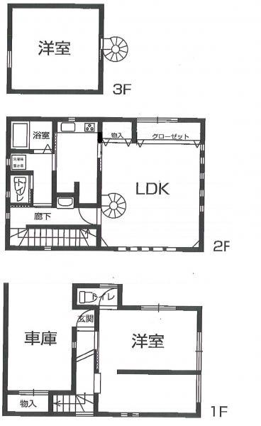 Floor plan. 19,800,000 yen, 2LDK, Land area 62.07 sq m , Building area 97.02 sq m 1 floor of free space it can come and go from the outside. It has become a floor plan that utilizes the difference in height. 