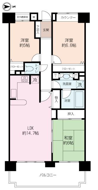 Floor plan. 3LDK, Price 15.8 million yen, Occupied area 73.51 sq m