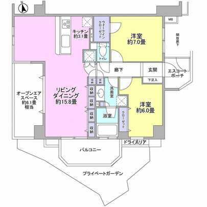 Floor plan. Private with garden South ・ For the west of the corner room, Sunshine is good