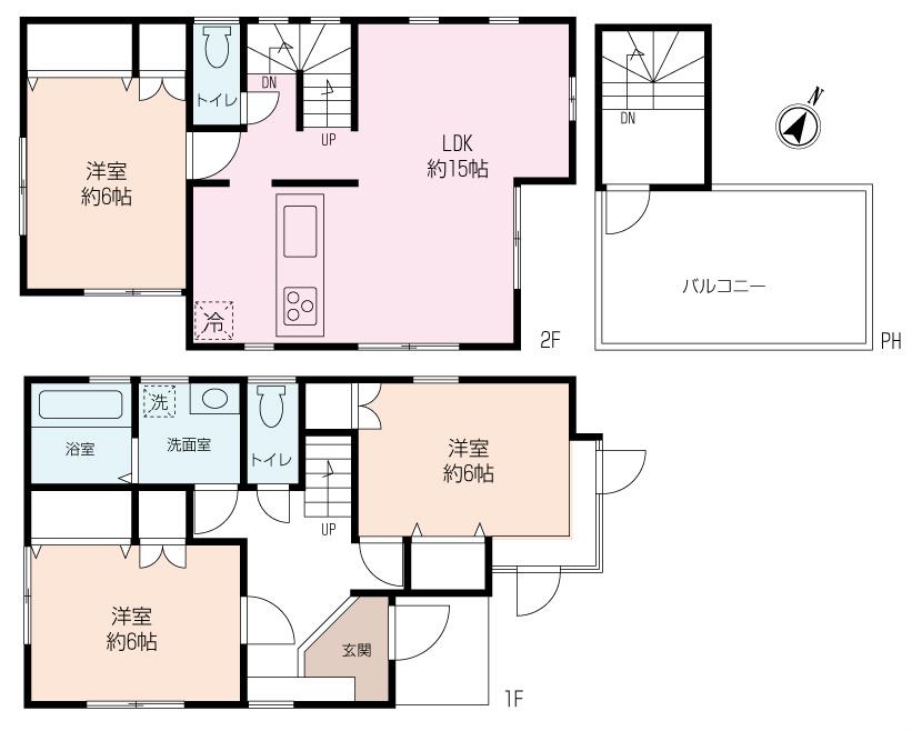 Floor plan. 25,800,000 yen, 3LDK, Land area 100.44 sq m , A building area of ​​88 sq m rooftop is a 2-story.
