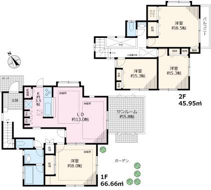 Floor plan. 34,800,000 yen, 4LDK, Land area 204.64 sq m , Building area 112.61 sq m