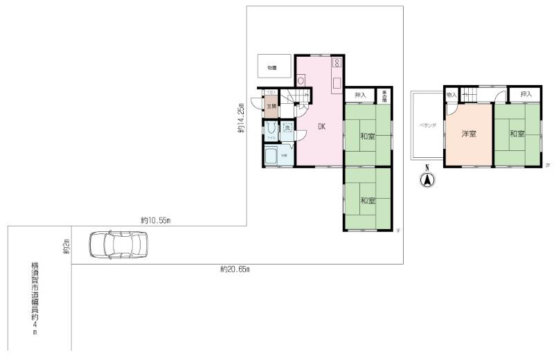 Floor plan. 14.5 million yen, 4DK, Land area 184.82 sq m , 4DK of building area 57.74 sq m room