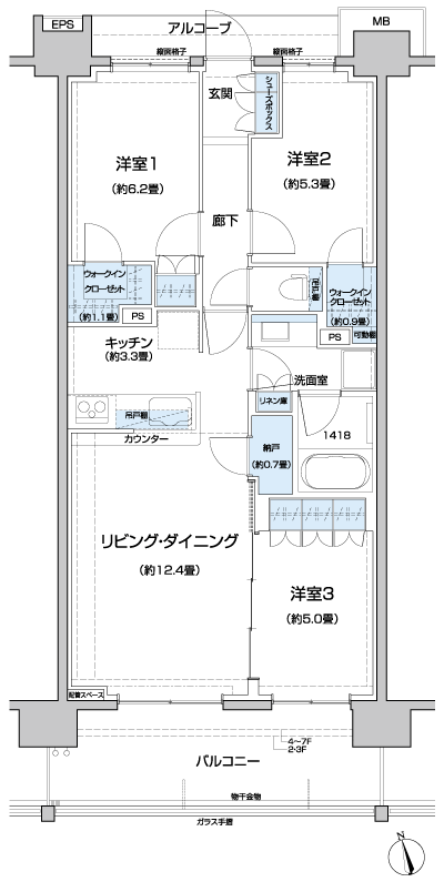 Floor: 3LDK + 2WIC + N, the area occupied: 72.6 sq m, Price: TBD