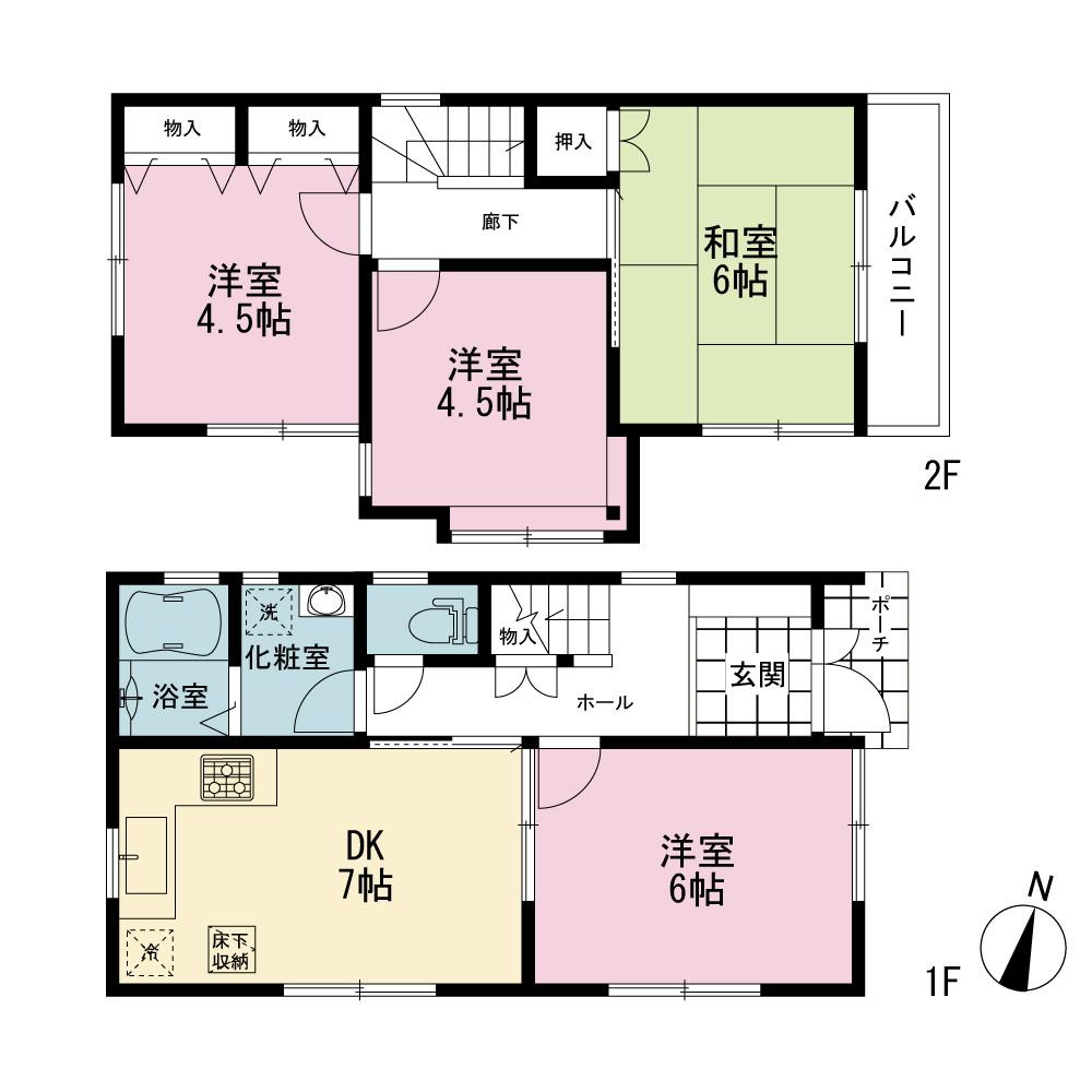 Floor plan. 22,900,000 yen, 4DK, Land area 82.25 sq m , Building area 68.73 sq m