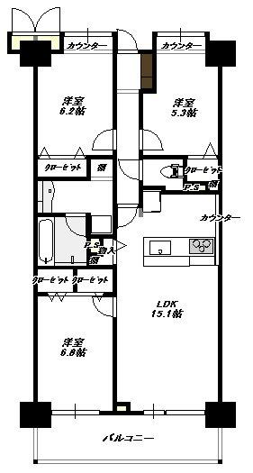 Floor plan. 3LDK, Price 33,900,000 yen, Occupied area 74.34 sq m , Balcony area 10.08 sq m storage is plenty of floor plan.