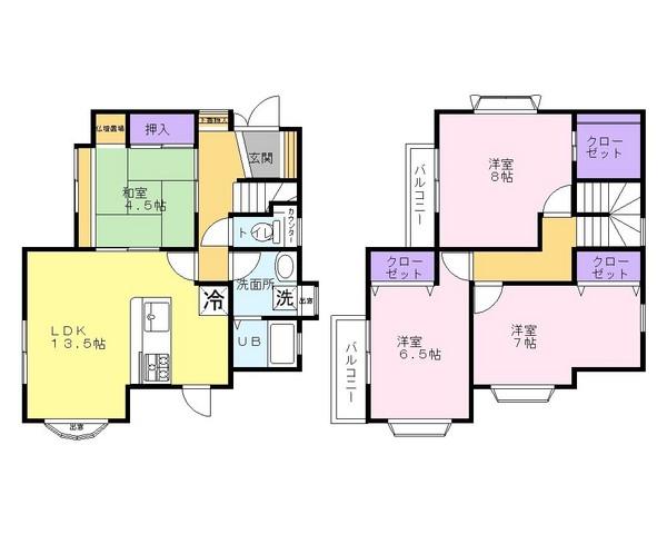 Floor plan. 11 million yen, 4LDK, Land area 90.47 sq m , Building area 96.46 sq m