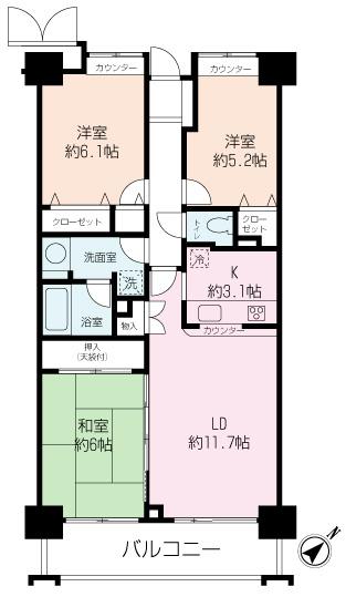 Floor plan. 3LDK, Price 28,900,000 yen, Occupied area 74.34 sq m living 15 quires more than 3LDK
