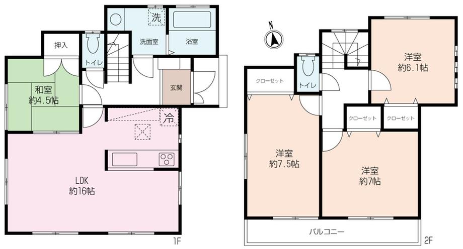 Floor plan. 29,800,000 yen, 4LDK, Land area 114.17 sq m , Building area 96.25 sq m counter kitchen 4LDK