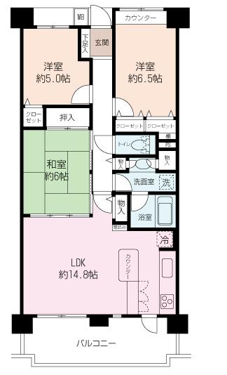 Floor plan. 3LDK, Price 13,900,000 yen, For indoor clean your own area 73.4 sq m 3LDK