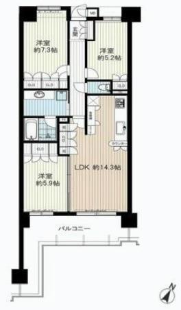 Floor plan. 3LDK, Price 22.5 million yen, Occupied area 74.47 sq m , Balcony area 15.68 sq m