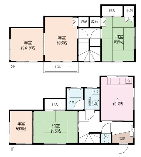 Floor plan. 13.5 million yen, 5DK, Land area 125.72 sq m , Building area 65.41 sq m spacious 5DK! 
