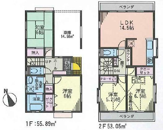 Floor plan. 19.5 million yen, 4LDK, Land area 150.01 sq m , 4LDK of building area 108.94 sq m south-facing