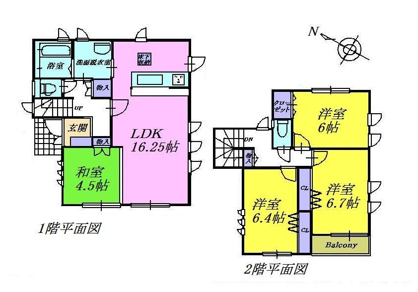 Floor plan. 23.8 million yen, 4LDK, Land area 103.4 sq m , It is LDK16.25 Pledge and the floor plan of 4LDK with all room storage of building area 93.98 sq m counter kitchen.
