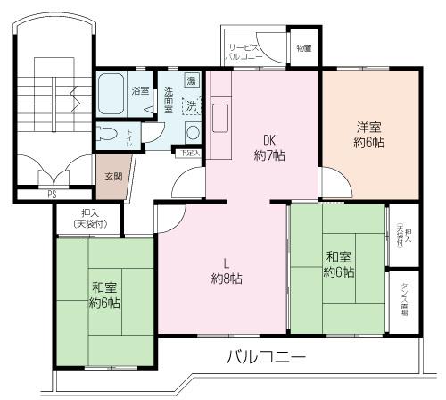 Floor plan. 3LDK, Price 9.3 million yen, Occupied area 74.63 sq m