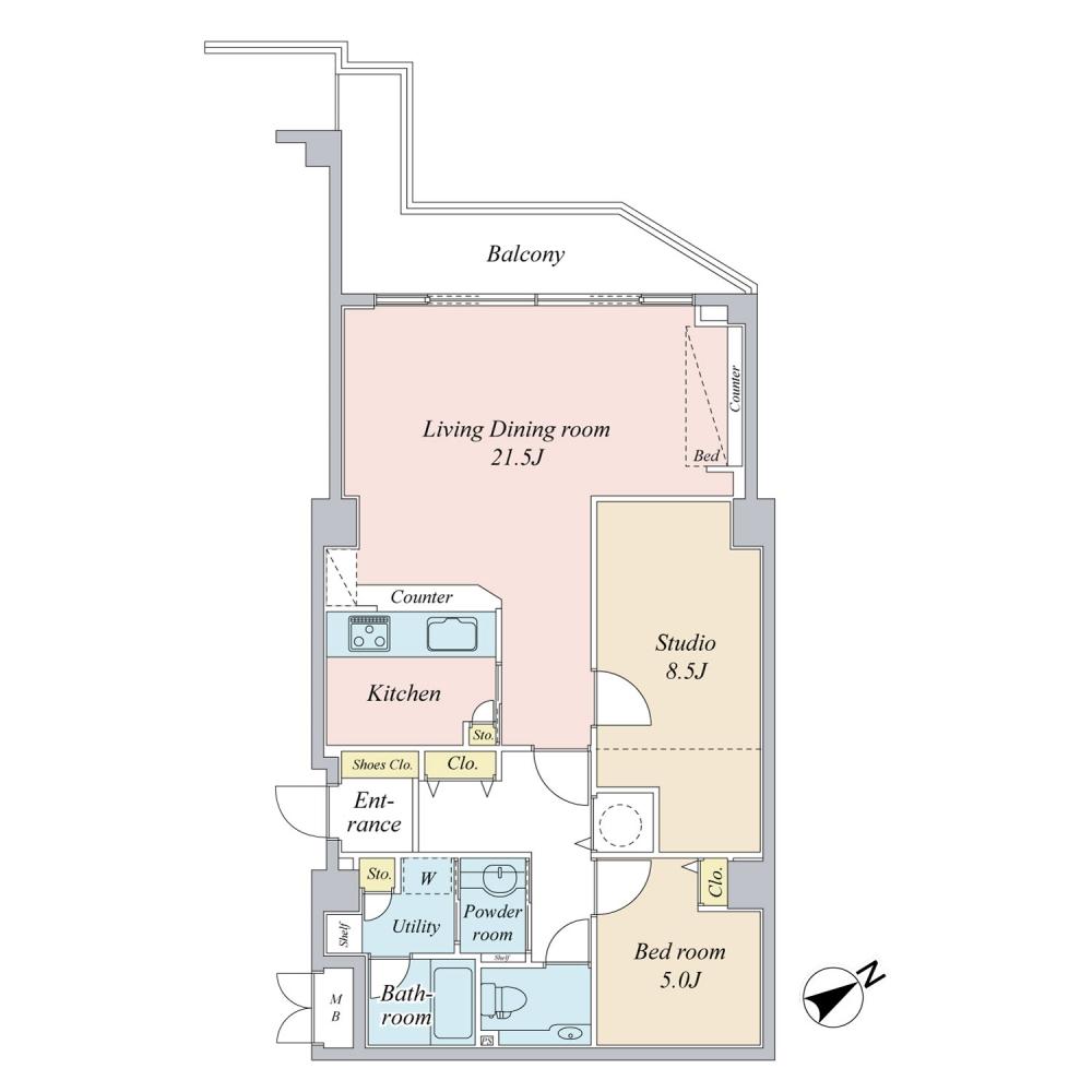 Floor plan. 2LDK, Price 18.5 million yen, Occupied area 75.17 sq m , Balcony area 9.88 sq m