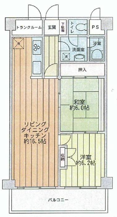 Floor plan. 2LDK, Price 13.8 million yen, Occupied area 20.58 sq m