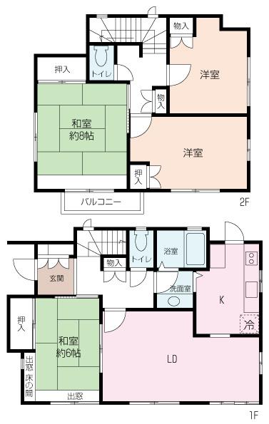 Floor plan. 22,300,000 yen, 4LDK, Land area 179.01 sq m , Building area 106.83 sq m building 32.31 square meters