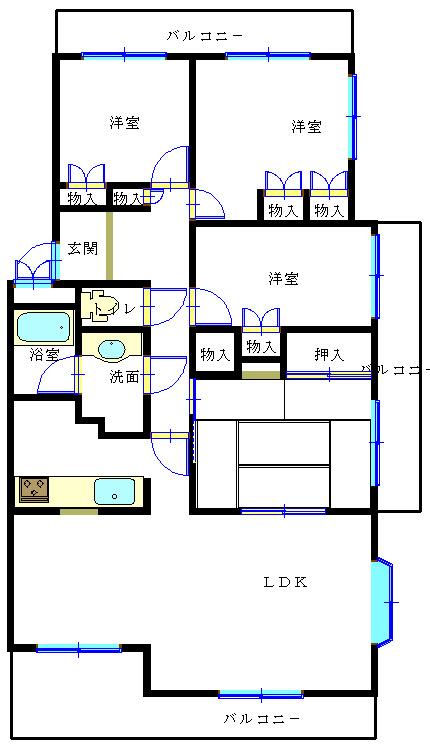 Floor plan. 4LDK, Price 18,800,000 yen, Occupied area 86.08 sq m , Balcony area 23.88 sq m 3 direction angle room ・ Three-sided balcony It is 4LDK of room