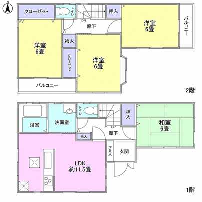 Floor plan. All room 6 tatami mats or more of floor plan design