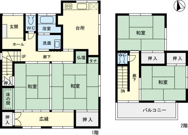 Floor plan. 14.8 million yen, 4DK, Land area 187.84 sq m , Building area 94.1 sq m