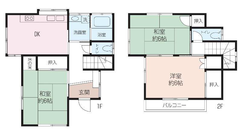 Floor plan. 11.5 million yen, 3DK, Land area 115.12 sq m , Is 3DK the building area 63.75 sq m Japanese-style room is located between the two