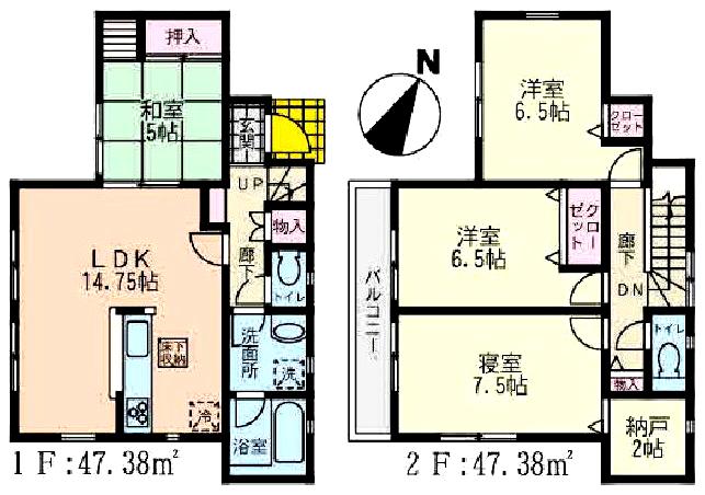 Floor plan. (1 Building), Price 28.8 million yen, 4LDK+S, Land area 112.84 sq m , Building area 94.76 sq m
