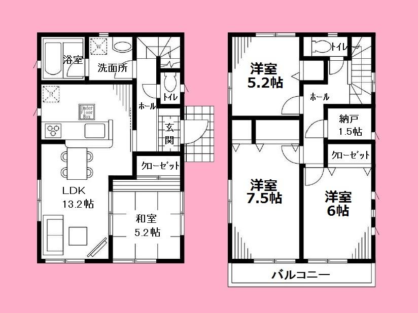 Floor plan. 28.8 million yen, 4LDK, Land area 94.54 sq m , Building area 92.34 sq m