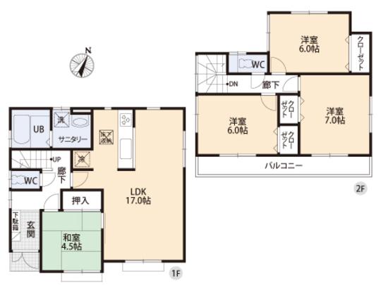 Floor plan. 31,800,000 yen, 4LDK, Land area 131.39 sq m , Building area 96.05 sq m floor plan