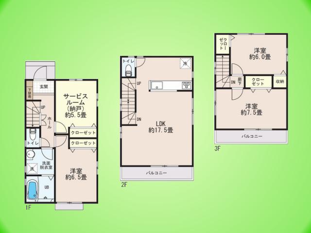Floor plan. (Building 2), Price 18,800,000 yen, 3LDK, Land area 100 sq m , Building area 99.36 sq m