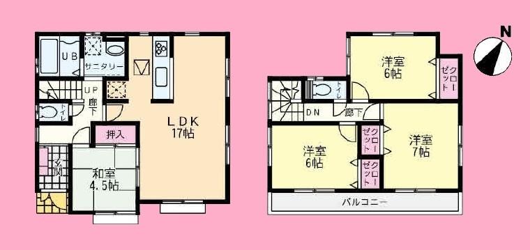 Floor plan. (3 Building), Price 31,800,000 yen, 4LDK, Land area 131.39 sq m , Building area 96.05 sq m