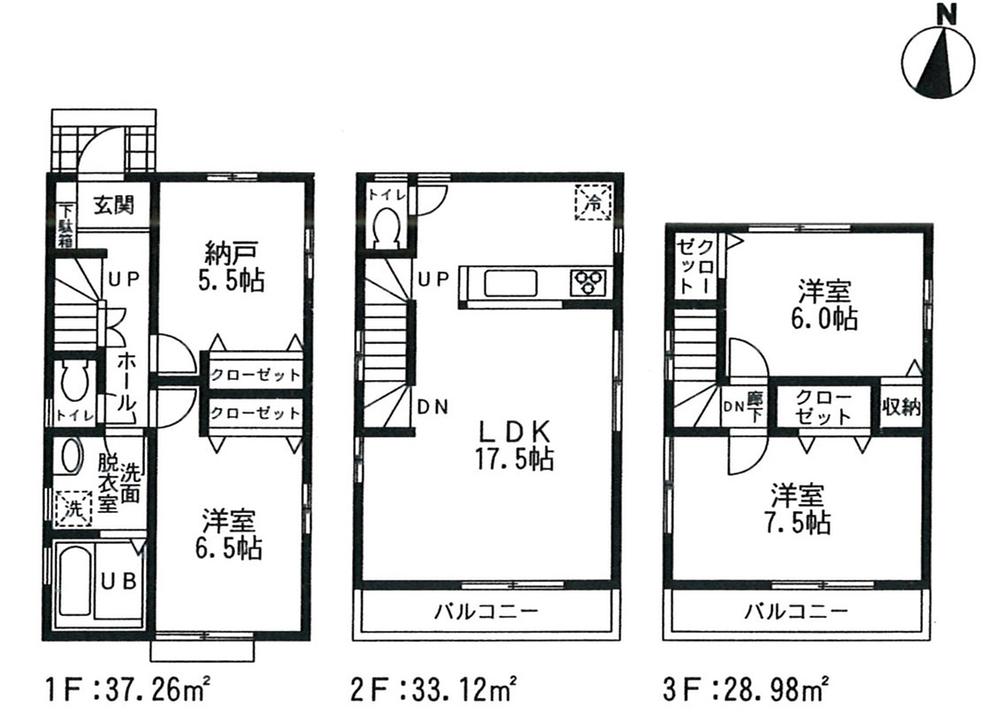 Floor plan. 20.8 million yen, 3LDK, Land area 100 sq m , Building area 99.36 sq m
