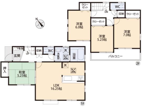 Floor plan. 32,800,000 yen, 4LDK, Land area 128.8 sq m , Building area 96.05 sq m floor plan