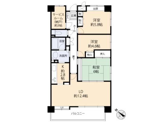 Floor plan. 3LDK, Price 14.3 million yen, Occupied area 76.98 sq m , Balcony area 9.27 sq m floor plan