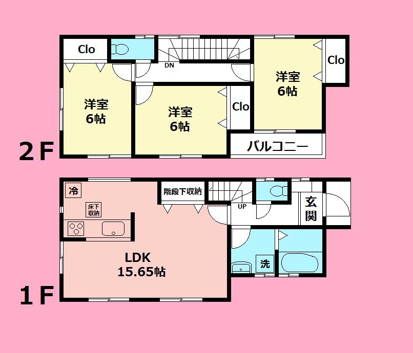 Floor plan. 21,800,000 yen, 3LDK, Land area 87.55 sq m , Building area 84.24 sq m