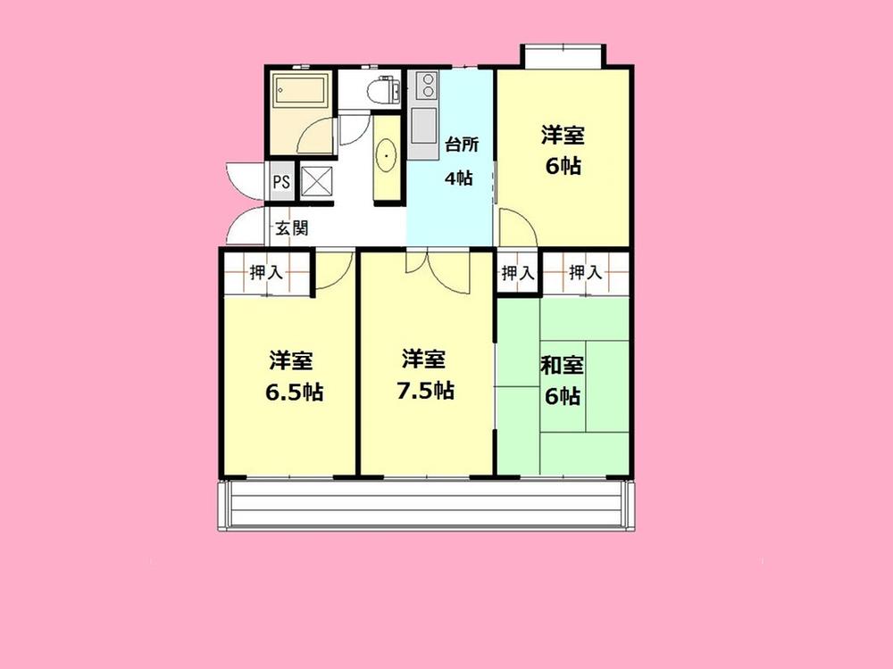 Floor plan. 4K, Price 8.5 million yen, Occupied area 63.19 sq m