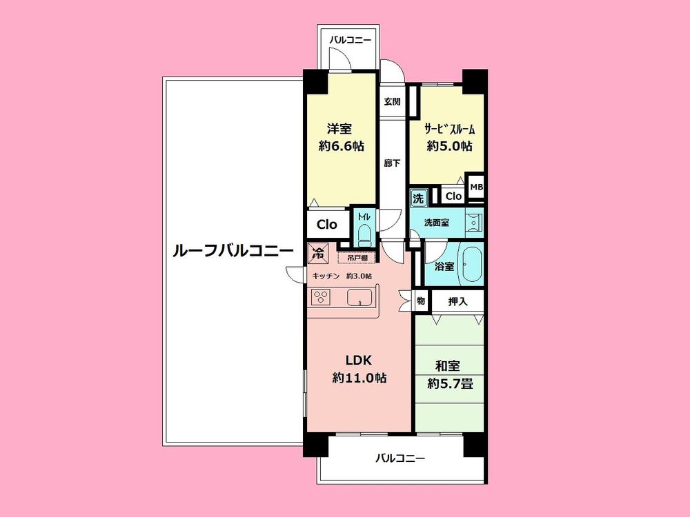 Floor plan. 2LDK + S (storeroom), Price 19,800,000 yen, Footprint 68.5 sq m