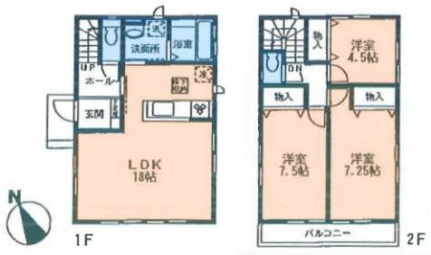 Floor plan. (3 ●), Price 29,800,000 yen, 3LDK, Land area 87.65 sq m , Building area 89.42 sq m