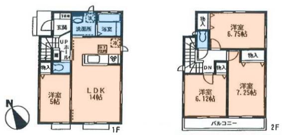 Floor plan. (2 ●), Price 30,800,000 yen, 4LDK, Land area 87.83 sq m , Building area 90.87 sq m