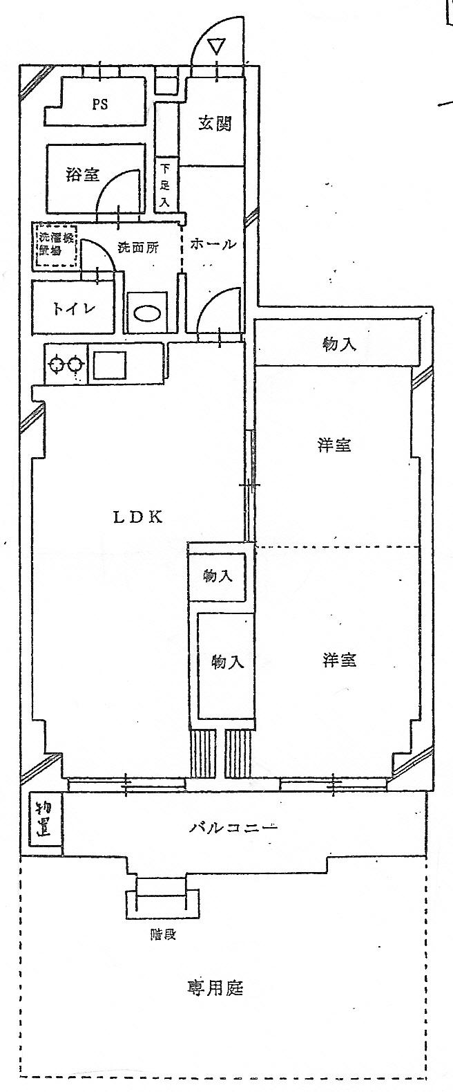 Floor plan. 2LDK, Price 7 million yen, Occupied area 54.79 sq m , Balcony area 6.1 sq m