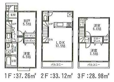 Floor plan. 18,800,000 yen, 3LDK + S (storeroom), Land area 100 sq m , Building area 99.36 sq m