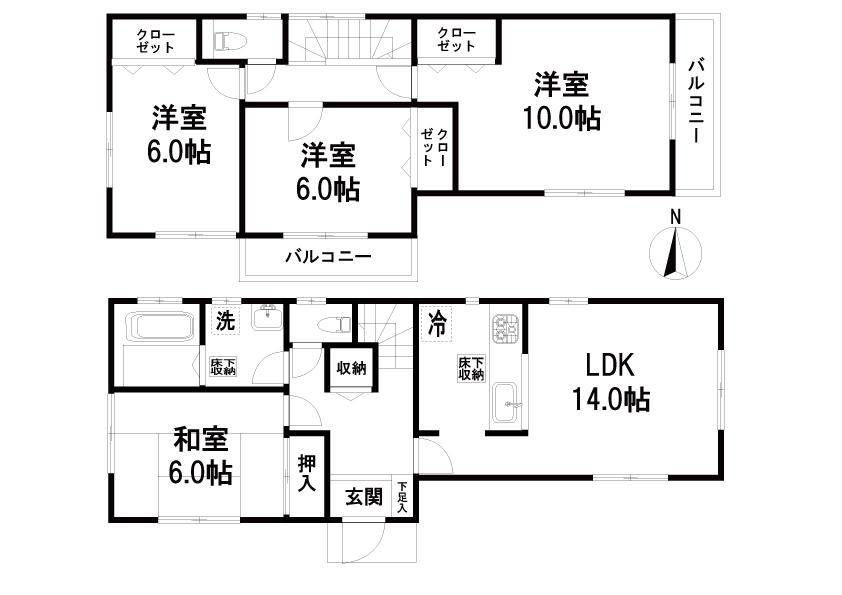 Floor plan. (1 Building), Price 25,800,000 yen, 4LDK, Land area 110.53 sq m , Building area 101.02 sq m