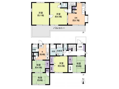 Floor plan. 48 million yen, 4DK, Land area 214.3 sq m , Building area 136.22 sq m