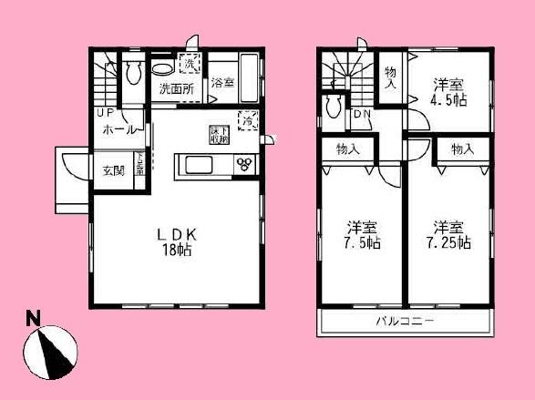 Floor plan. (3 Building), Price 29,800,000 yen, 3LDK, Land area 87.65 sq m , Building area 89.42 sq m