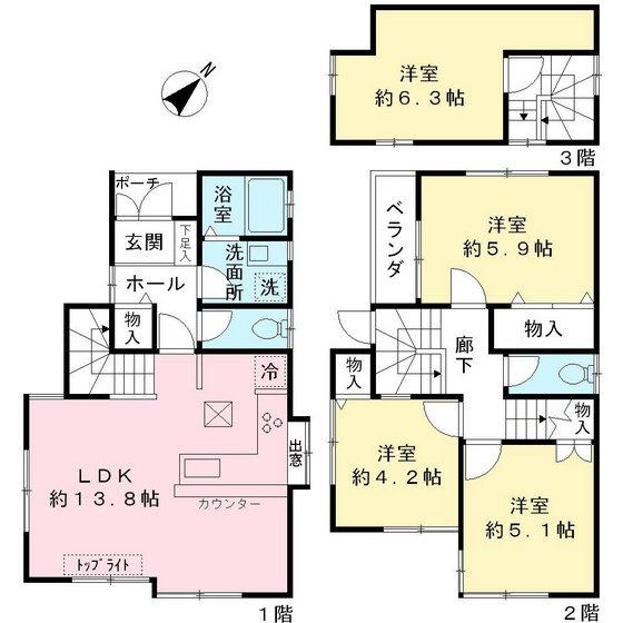 Floor plan. 16.8 million yen, 4LDK, Land area 69.75 sq m , Building area 85.46 sq m