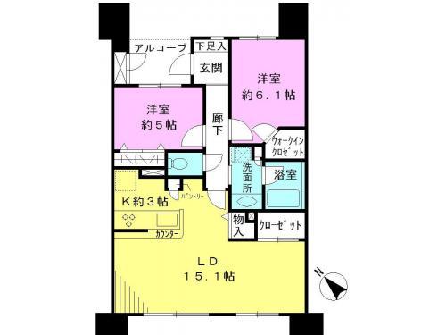 Floor plan. 2LDK, Price 25,800,000 yen, Footprint 67 sq m , Balcony area 14 sq m