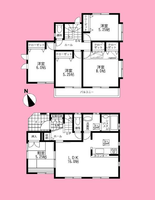 Floor plan. 36,700,000 yen, 5LDK, Land area 121.59 sq m , Building area 107.64 sq m